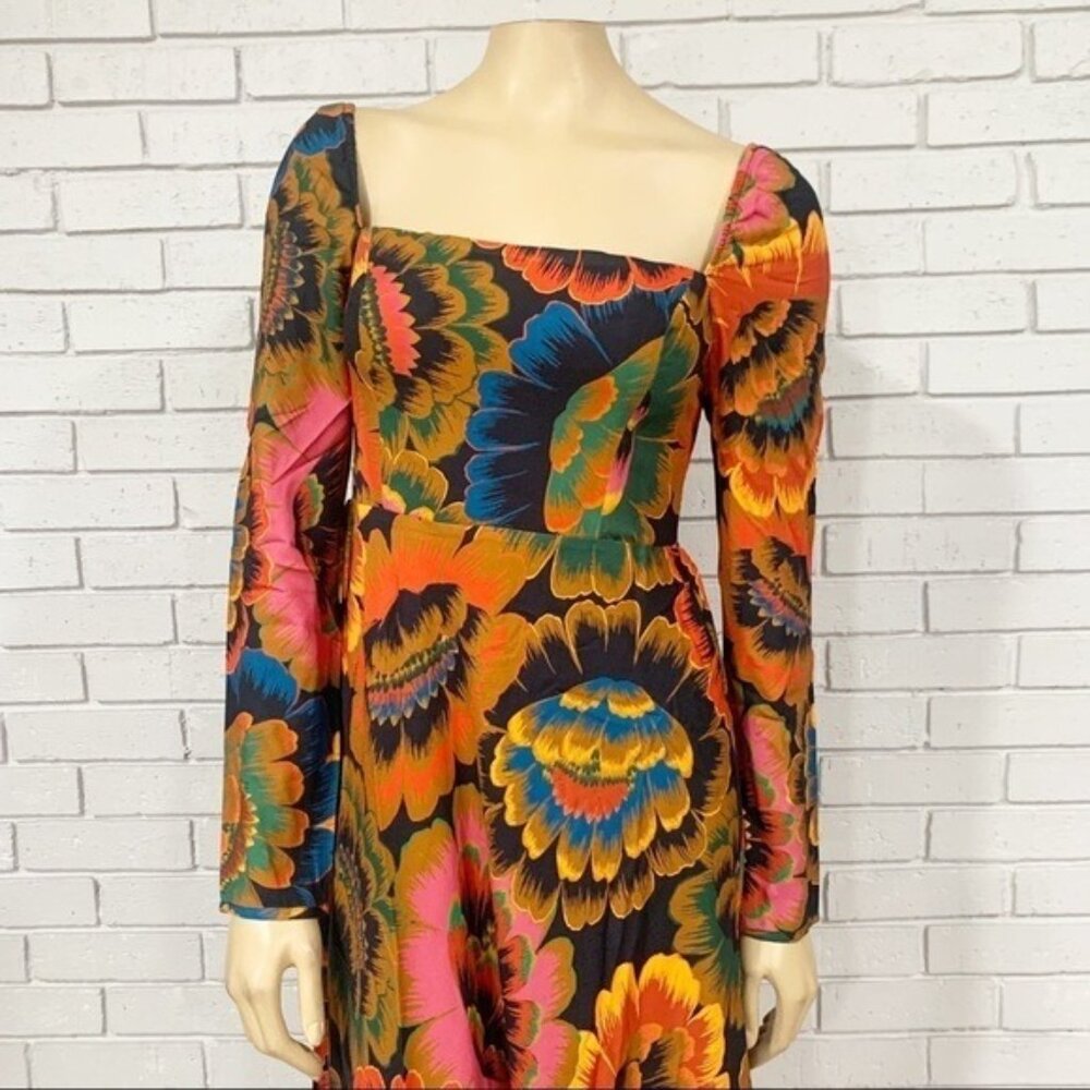 FARM Rio “Flowers” Midi‎ Dress • Bold Floral Print • Size Small • NWT - Picture 2 of 10
